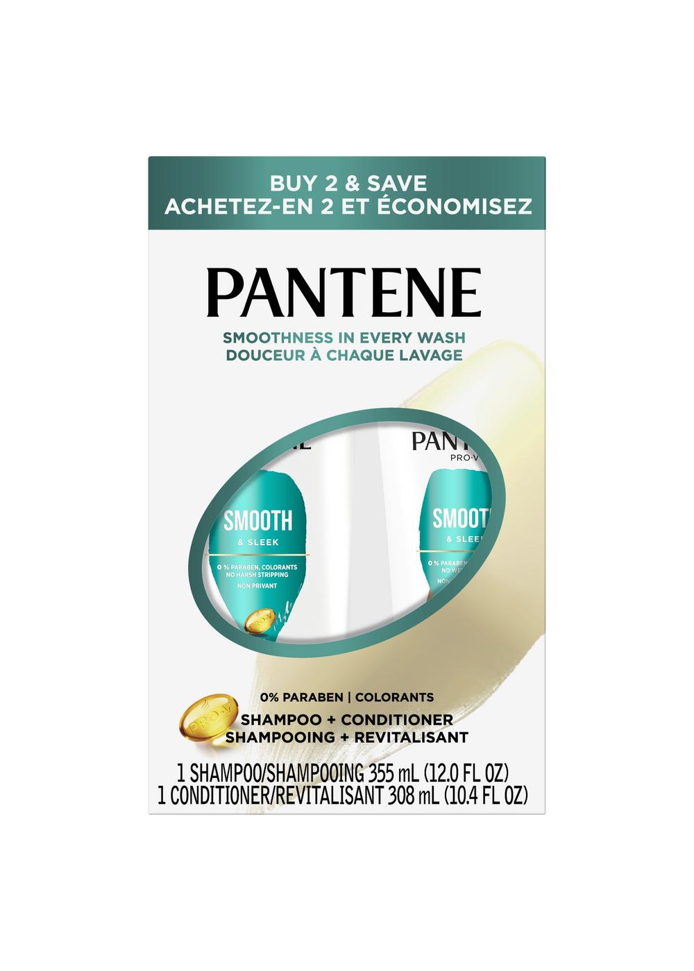 Pantene Pro-V Smooth & Sleek Shampoo + Conditioner; image 1 of 11