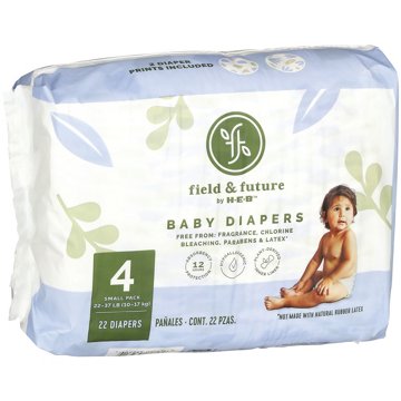 Field & Future by H-E-B Small Pack Baby Diapers - Size 4, 22 ct