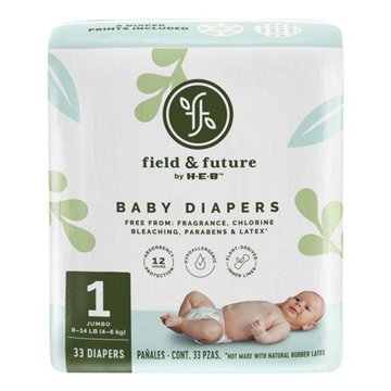 Field & Future by H-E-B Jumbo Pack Baby Diapers  - Size 1, 33 ct