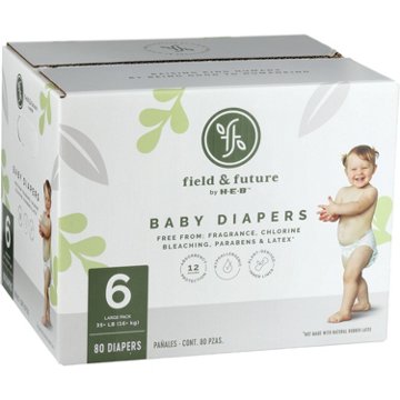 Field & Future by H-E-B Large Pack Baby Diapers - Size 6, 80 ct