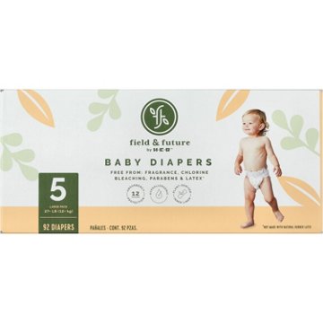 Field & Future by H-E-B Large Pack Baby Diapers - Size 5, 92 ct