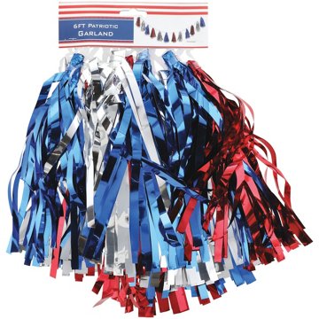 FC Young Patriotic Tinsel Tassel String Garland, 6'