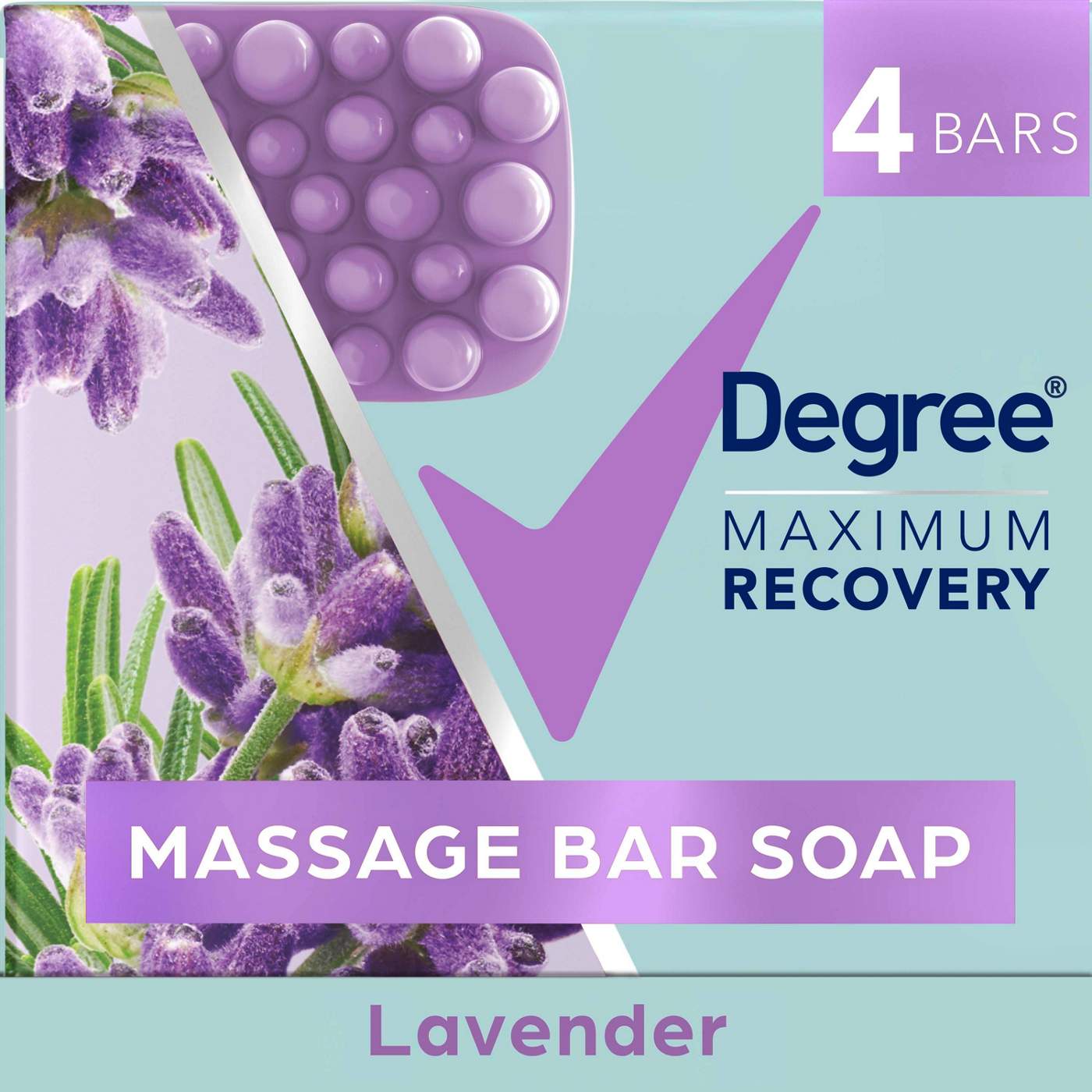 Degree Maximum Recovery Lavender + Epsom Salt + Electrolytes Massage Bar Soap, 4 Pack; image 2 of 3
