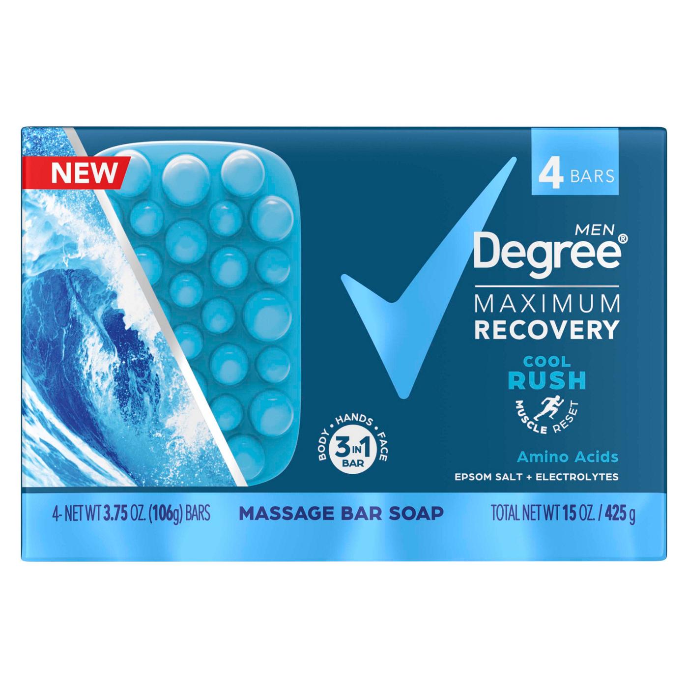 Degree Maximum Recovery Cool Rush + Epsom Salt + Electrolytes Massage Bar Soap, 4 Count; image 3 of 3