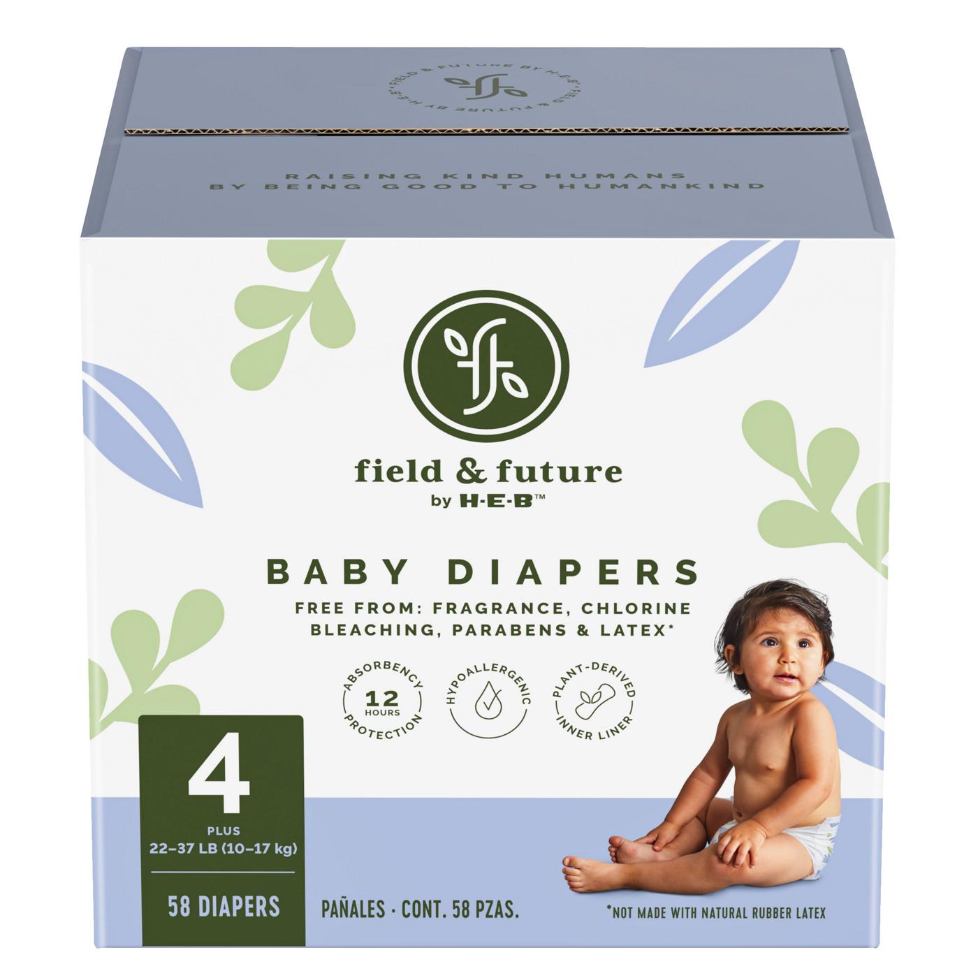 Field & Future by H-E-B Plus Pack Baby Diapers  - Size 4; image 1 of 6