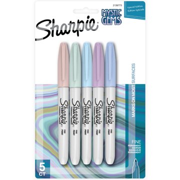 Sharpie Mystic Gems Fine Tip Permanent Markers - Assorted Ink, 5 pk