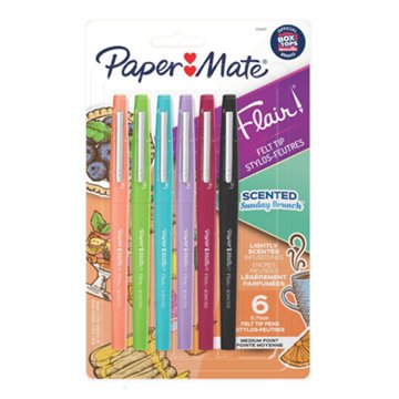 Paper Mate Flair Sunday Brunch Scented 0.7mm Felt Tip Pens - Assorted Ink, 6 pk