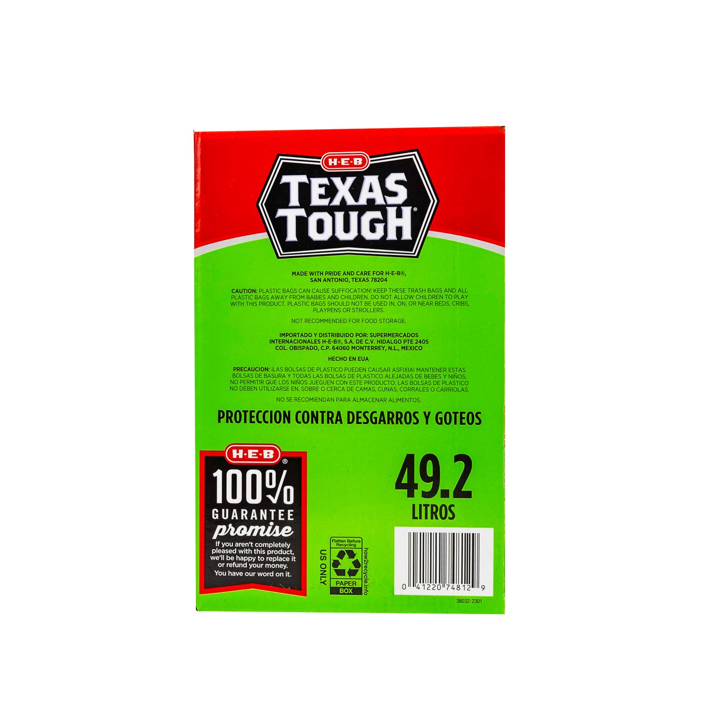 H-E-B Texas Tough Flex Tall Kitchen 13 Gallon Trash Bags - Texas-Size Pack; image 2 of 5