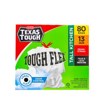H-E-B Texas Tough Tall Kitchen Flex Trash Bags, 13 Gallon - Fresh Scent, 80 ct