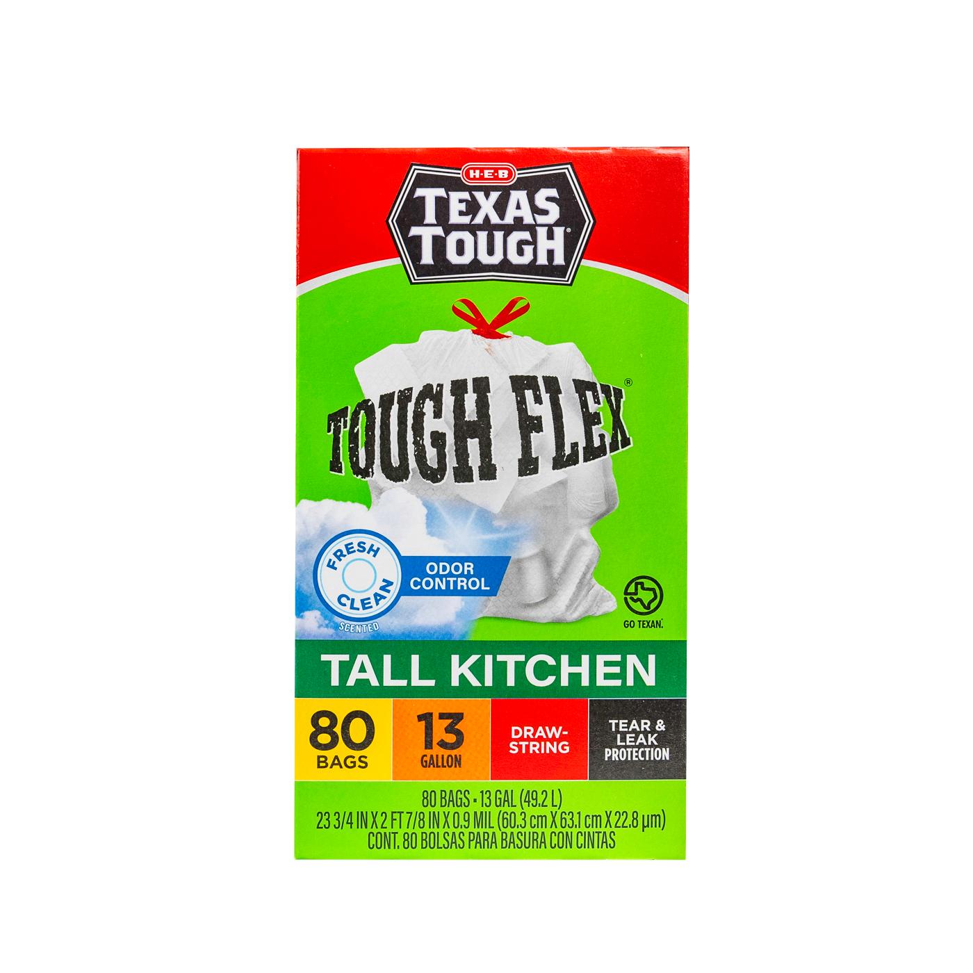 H-E-B Texas Tough Tall Kitchen Flex Trash Bags, 13 Gallon - Fresh Scent; image 2 of 5