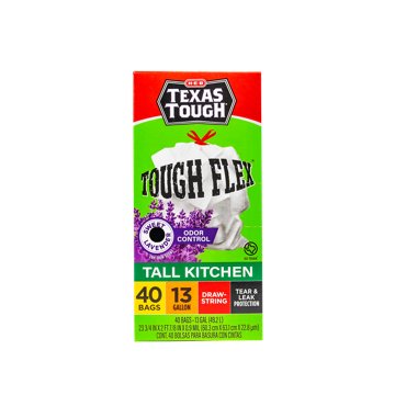 H-E-B Texas Tough Tall Kitchen Flex Trash Bags, 13 Gallon - Lavender Scent, 40 ct