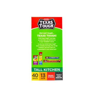 H-E-B Texas Tough Tall Kitchen Flex Trash Bags, 13 Gallon - Lavender Scent, 40 ct