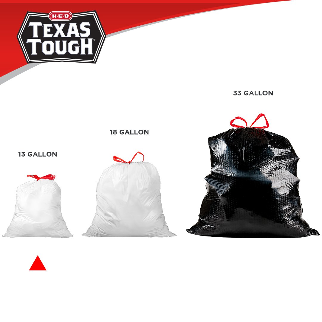H-E-B Texas Tough Tall Kitchen Flex Trash Bags, 13 Gallon - Lemon