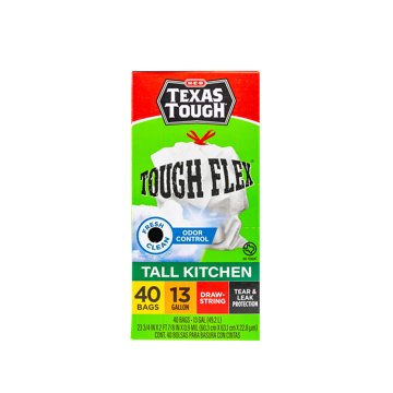 H-E-B Texas Tough Tall Kitchen Flex Trash Bags, 13 Gallon - Fresh Scent, 40 ct