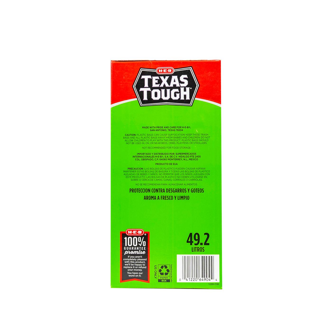 H-E-B Texas Tough Tall Kitchen Flex Trash Bags, 13 Gallon - Fresh Scent; image 4 of 5