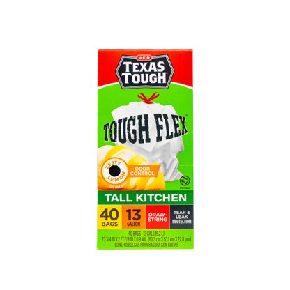 H-E-B Texas Tough Tall Kitchen Flex Trash Bags, 13 Gallon