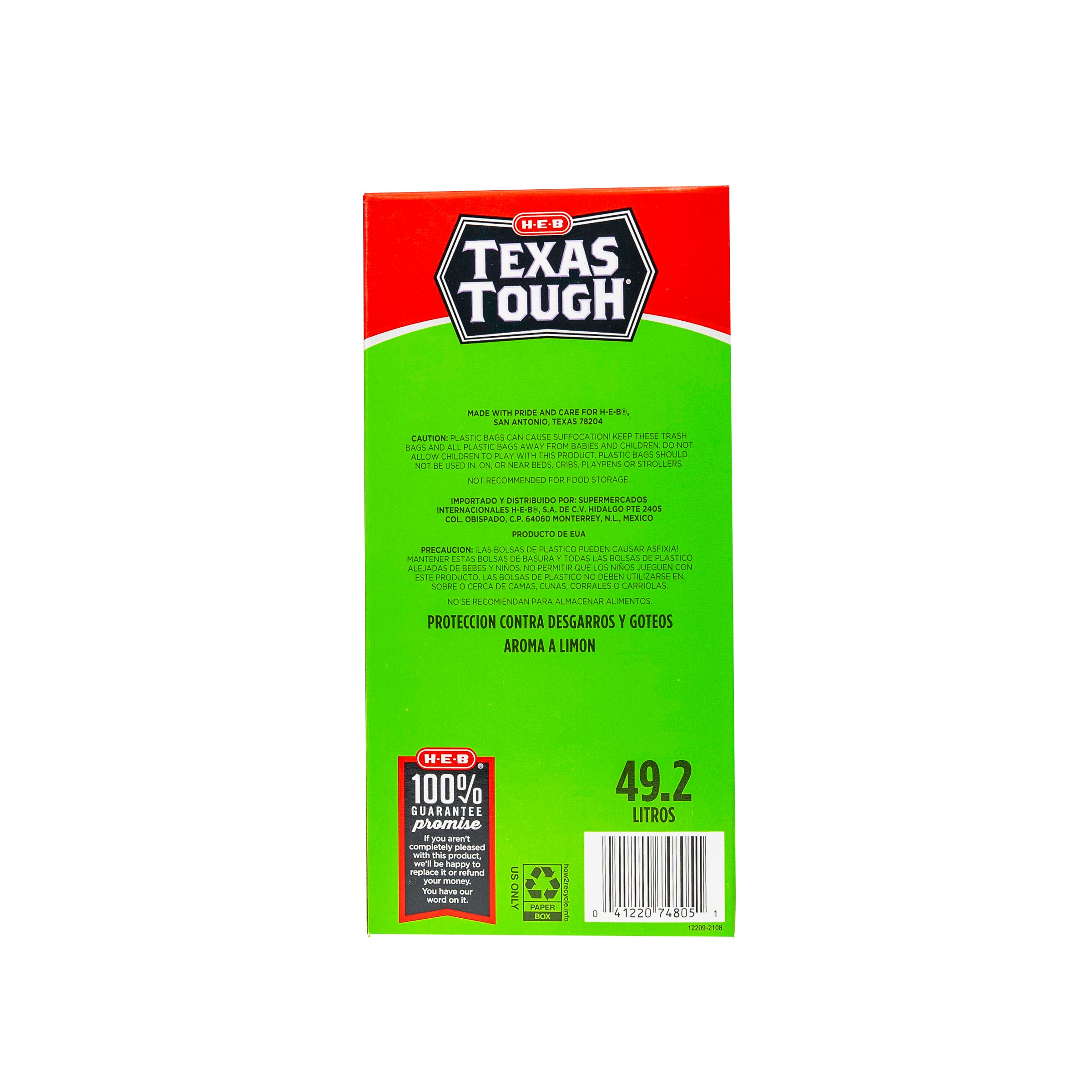 H-E-B Texas Tough Tall Kitchen Flex Trash Bags, 13 Gallon - Lemon