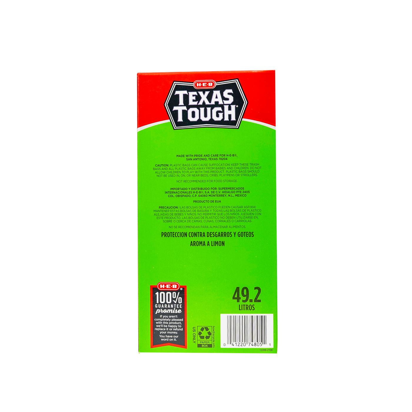 H-E-B Texas Tough Tall Kitchen Flex Trash Bags, 13 Gallon - Lemon Scent; image 3 of 5