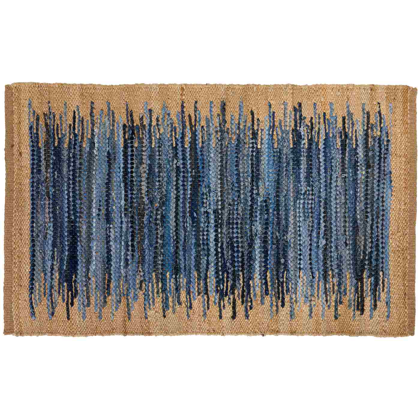 Texas Proud Jute & Cotton Accent Rug - Tan & Blue; image 1 of 3