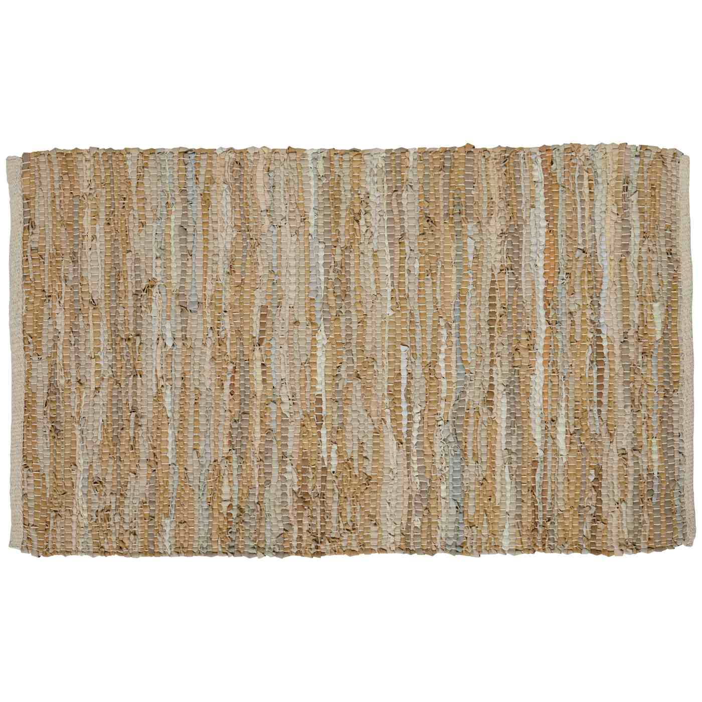 Texas Proud Cotton & Leather Accent Rug - Tan - Shop Rugs & mats at H-E-B