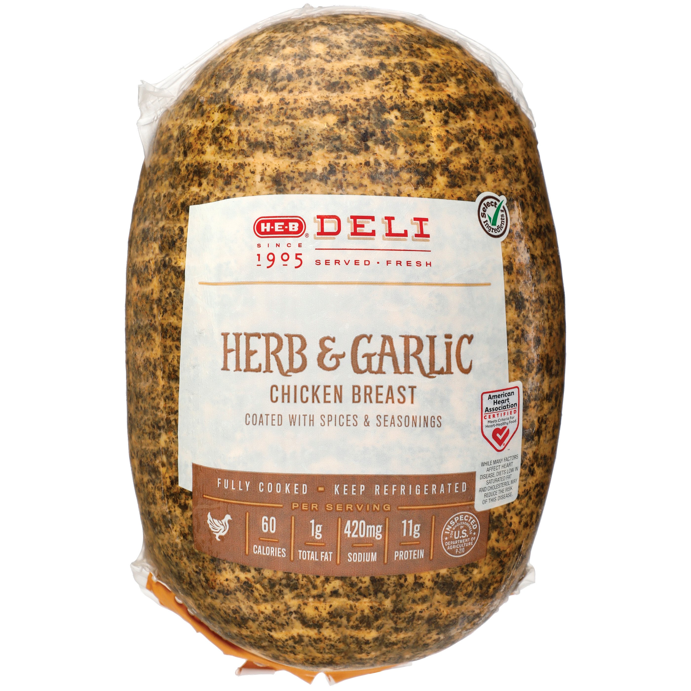 H-E-B Deli Herb & Garlic Chicken Breast, Custom Sliced, lb