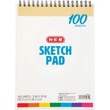 H-E-B Spiral Sketch Pad, 9" x 12"