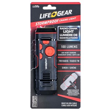 Life Gear StormProof Crank USB Radio Flashlight