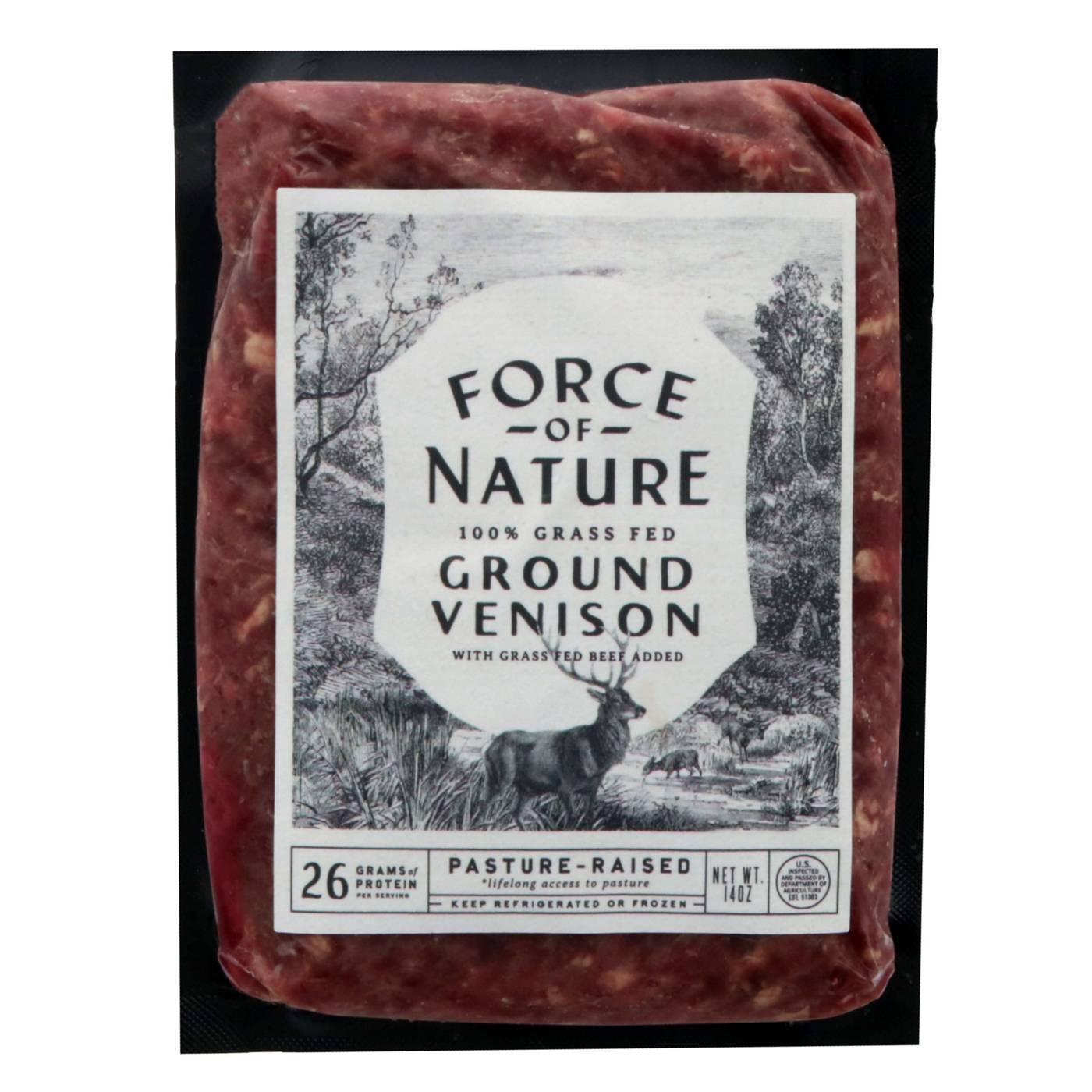 Force of Nature Grass Fed Ground Venison with Ground Beef Added; image 1 of 2