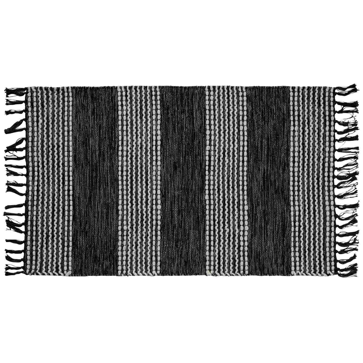 Haven + Key Striped Cotton Accent Rug - Black & White; image 1 of 2