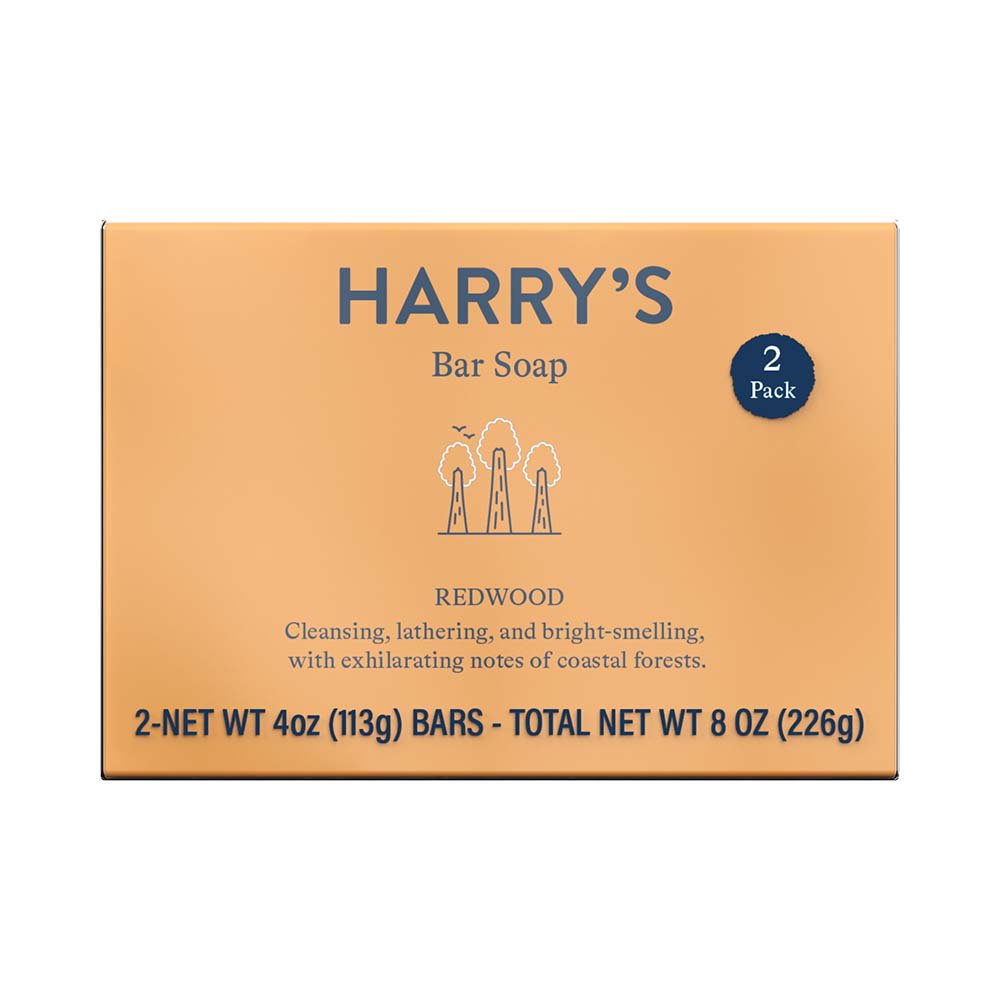 Harry's Men's Bar Soap Redwood Scent Body Bar Soap for Men 4 Bars Net WT 4 oz Each