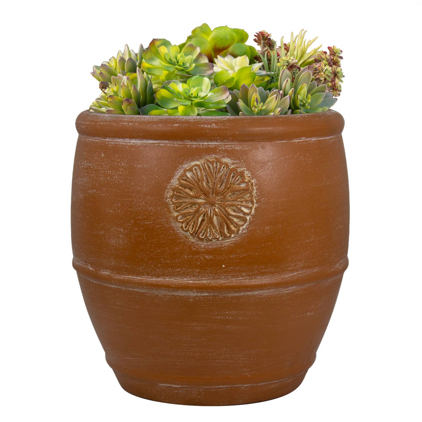 Trendspot Francisca Barrel Clay Planter in Washed Terracotta; image 3 of 3