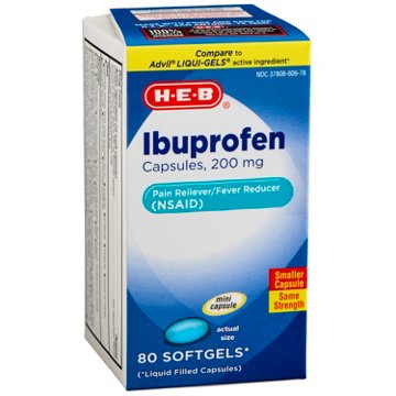H-E-B Ibuprofen 200 mg Softgels, 80 ct