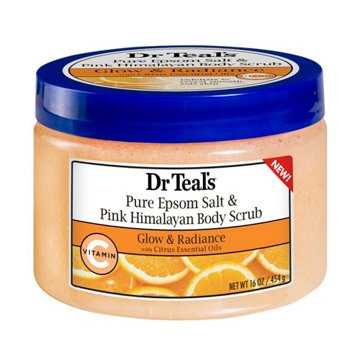 Dr Teal's Pure Epsom Salt & Pink Himalayan Body Scrub - Glow & Radiance, 16 oz