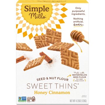 Simple Mills Seed & Nut Flour Honey Cinnamon Sweet Thins, 4.25 oz