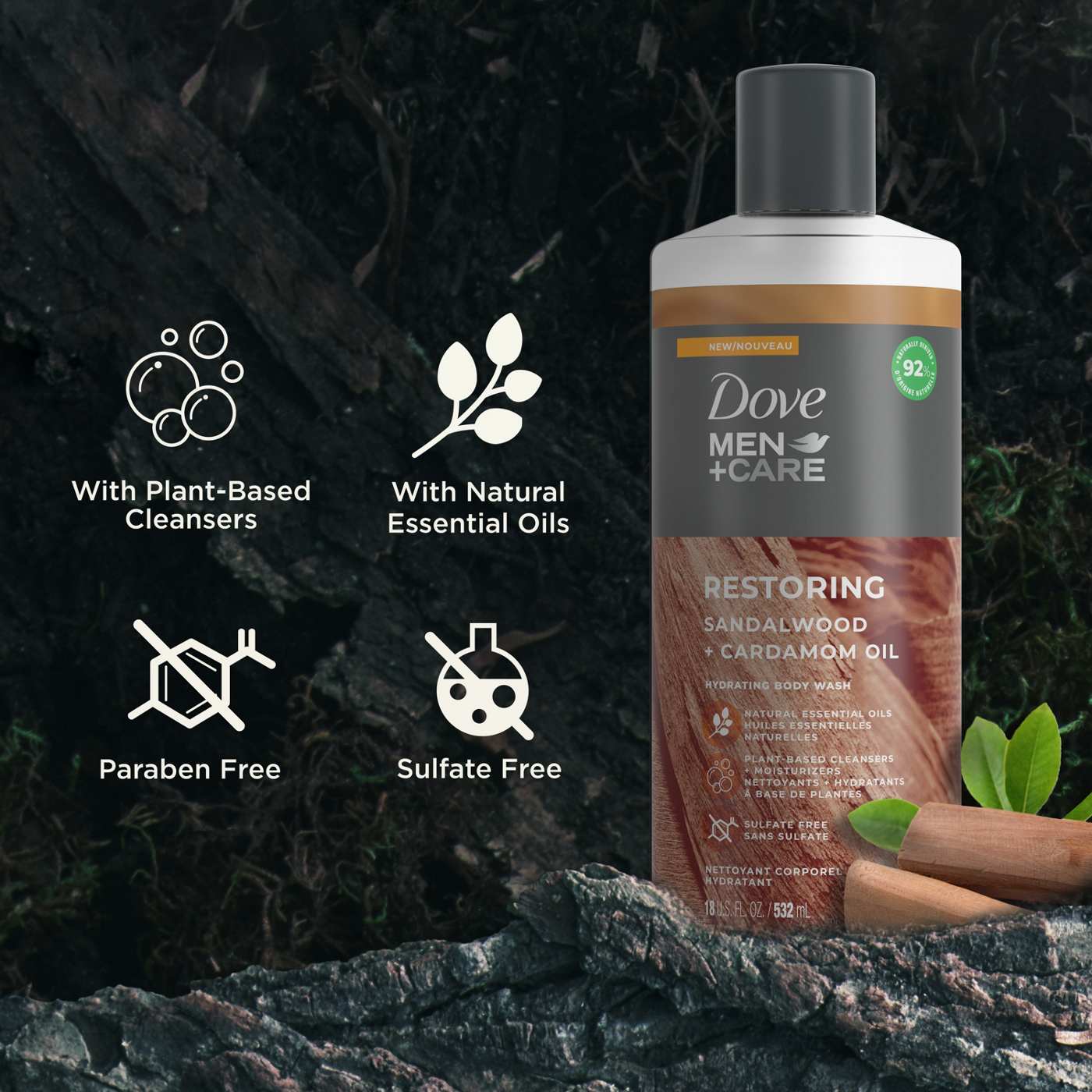 Dove Men+Care Restoring Body Wash - Sandalwood + Cardamom Oil; image 3 of 3