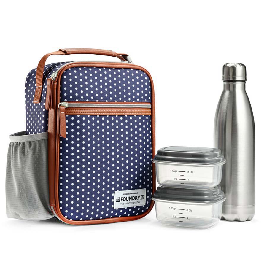 Fit & Fresh Thayer Soft Side Insulated Lunch Kit – Navy/White Dot ...