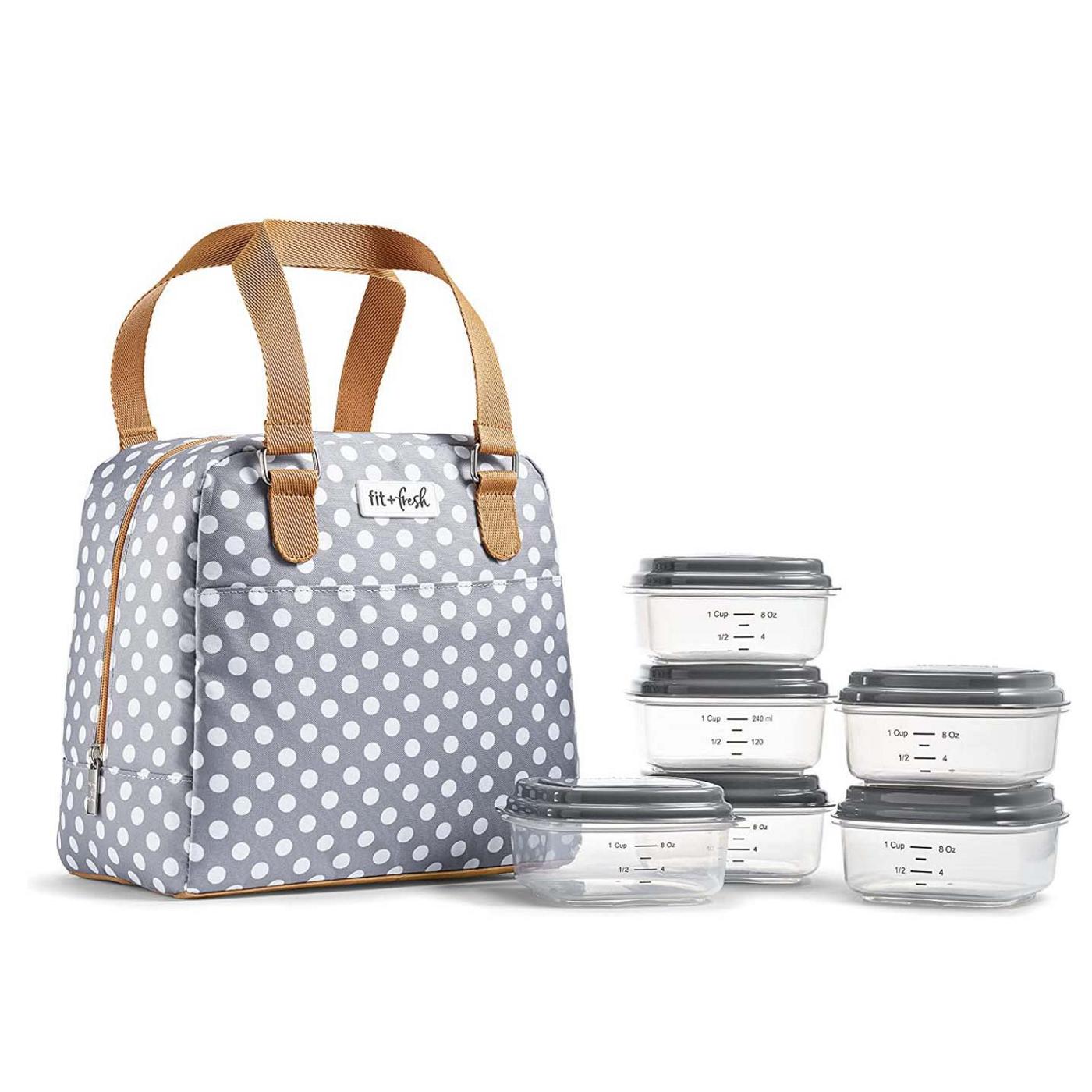 Fit + Fresh Minneloa Lunch Bag Kit - Gray Dots; image 2 of 2