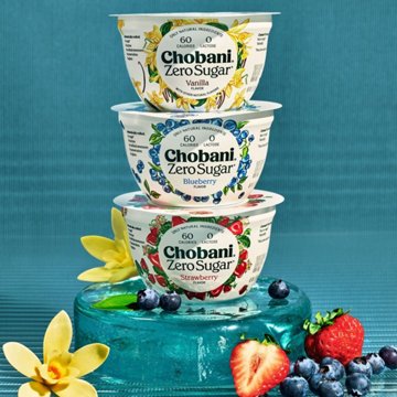 Chobani Zero Sugar Non-Fat Vanilla Greek Yogurt, 4 ct