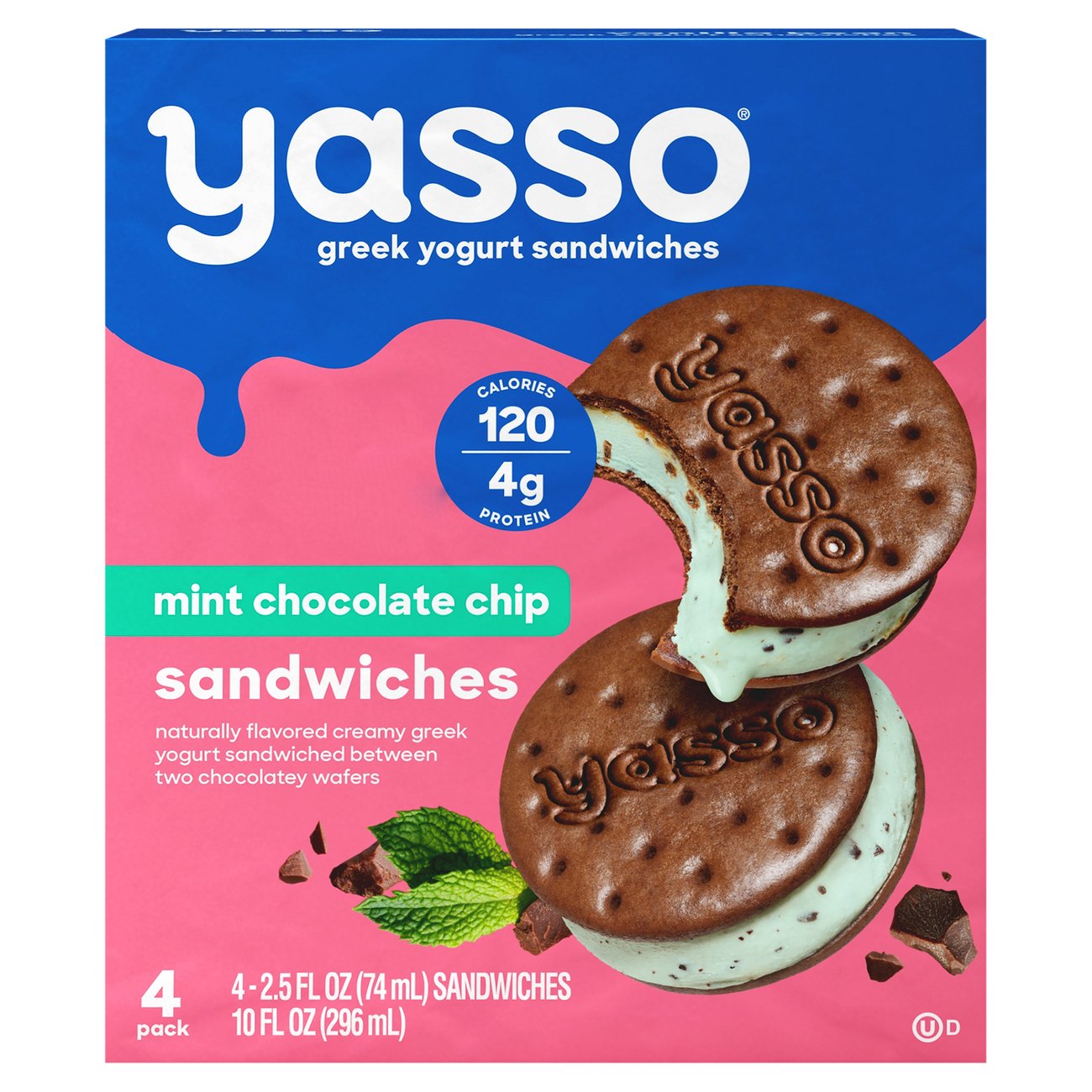 Yasso Mint Chocolate Chip Frozen Greek Yogurt Sandwiches - Shop Cones ...