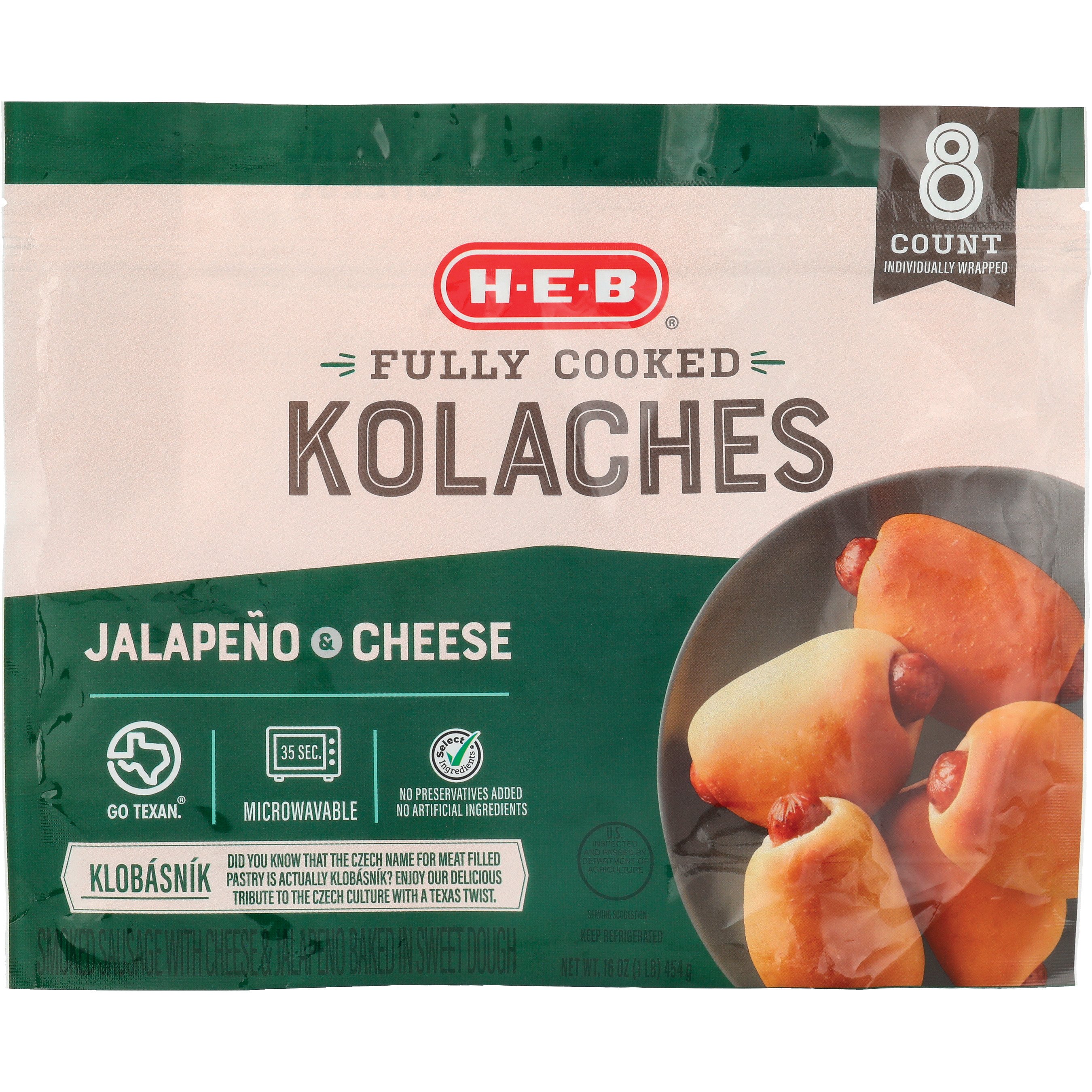 H-E-B Fully Cooked Jalapeno & Cheese Sausage Kolaches - Shop Ready ...