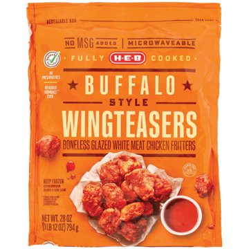 H-E-B Fully Cooked Frozen Boneless Chicken Wingteasers - Buffalo Style
