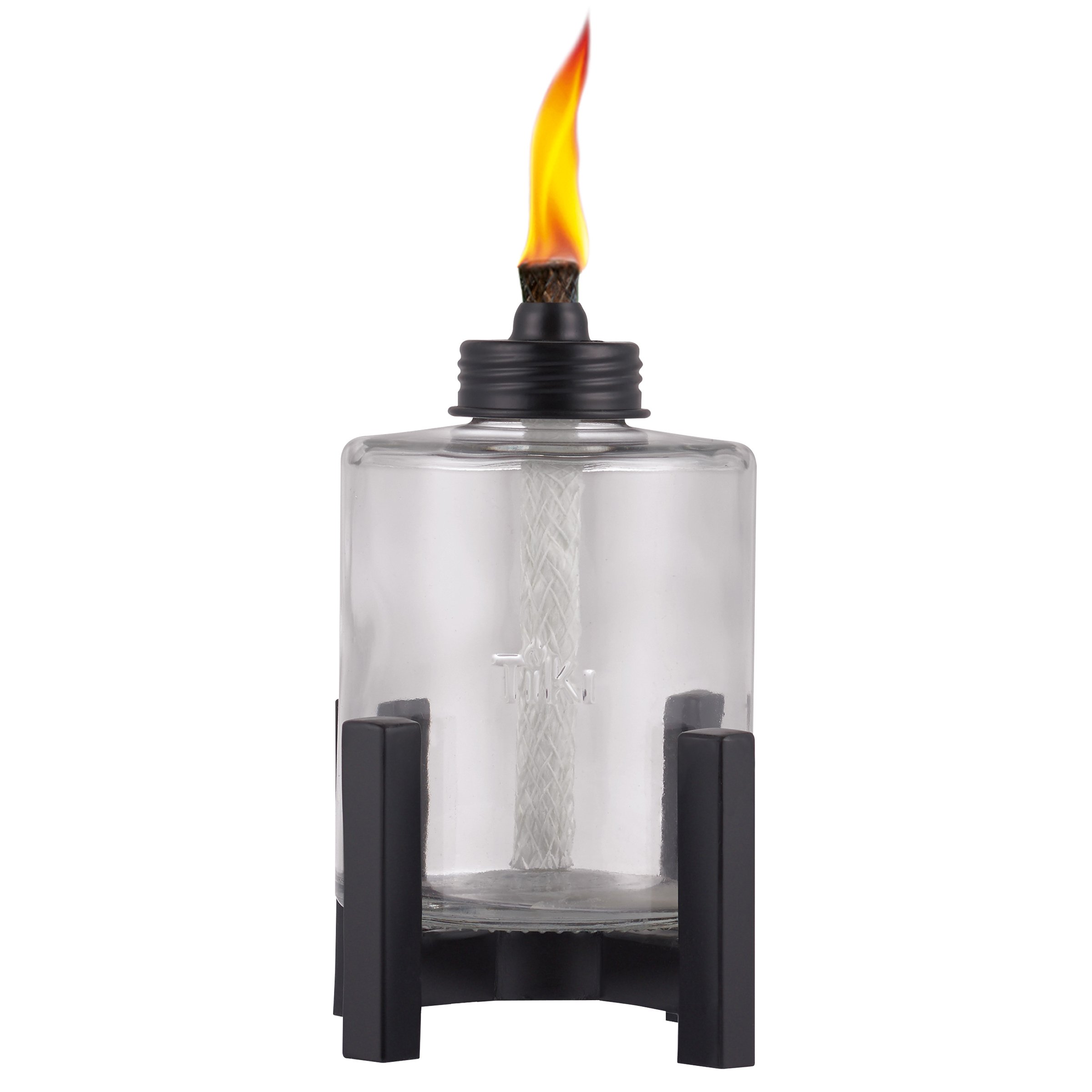 Tiki Resin Elevated Glass Table Torch Shop Outdoor decor at HEB