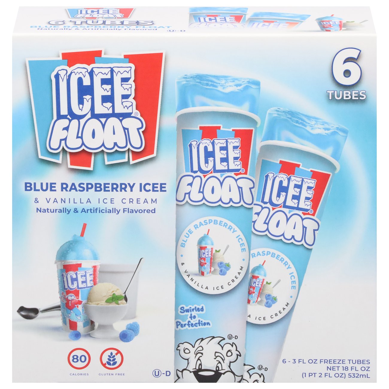 Icee Float Blue Raspberry And Vanilla Ice Cream Squeeze Tubs Shop Bars And Pops At H E B 1543