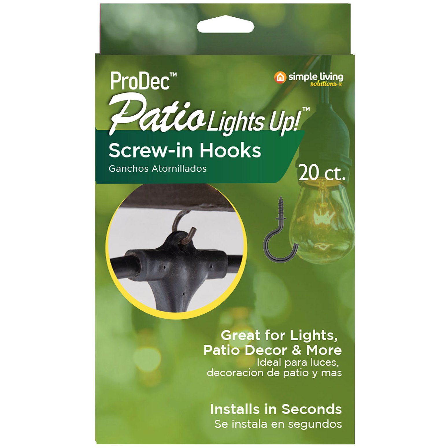 20-Count Patio Lights Up Screw-In Hooks