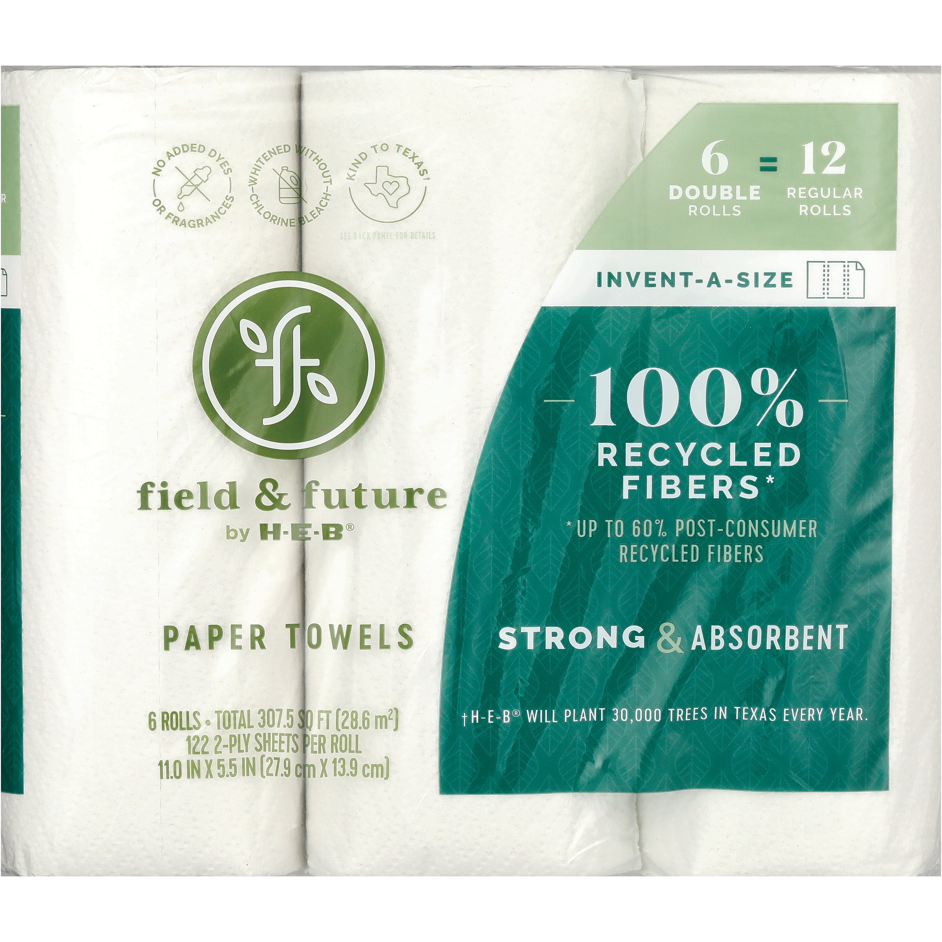 Field & Future by H-E-B Strong & Absorbent Paper Towels, 6 Double Rolls