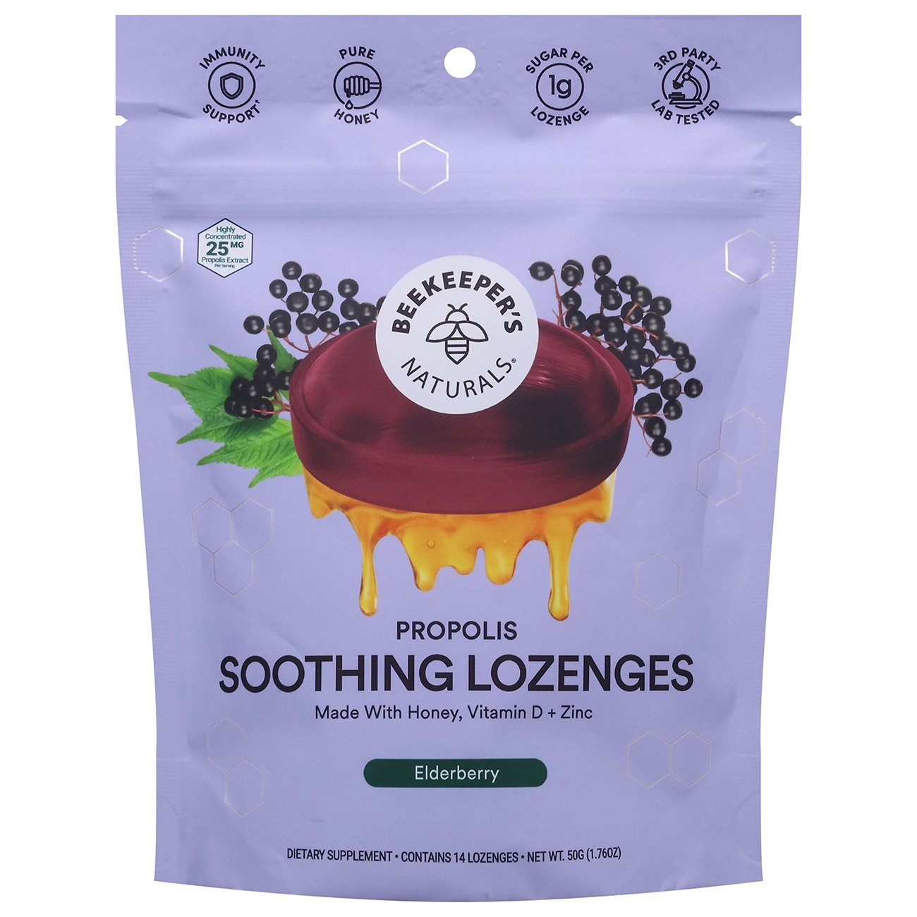 Beekeeper's Naturals Propolis & Elderberry Soothing Lozenges, 14 ct