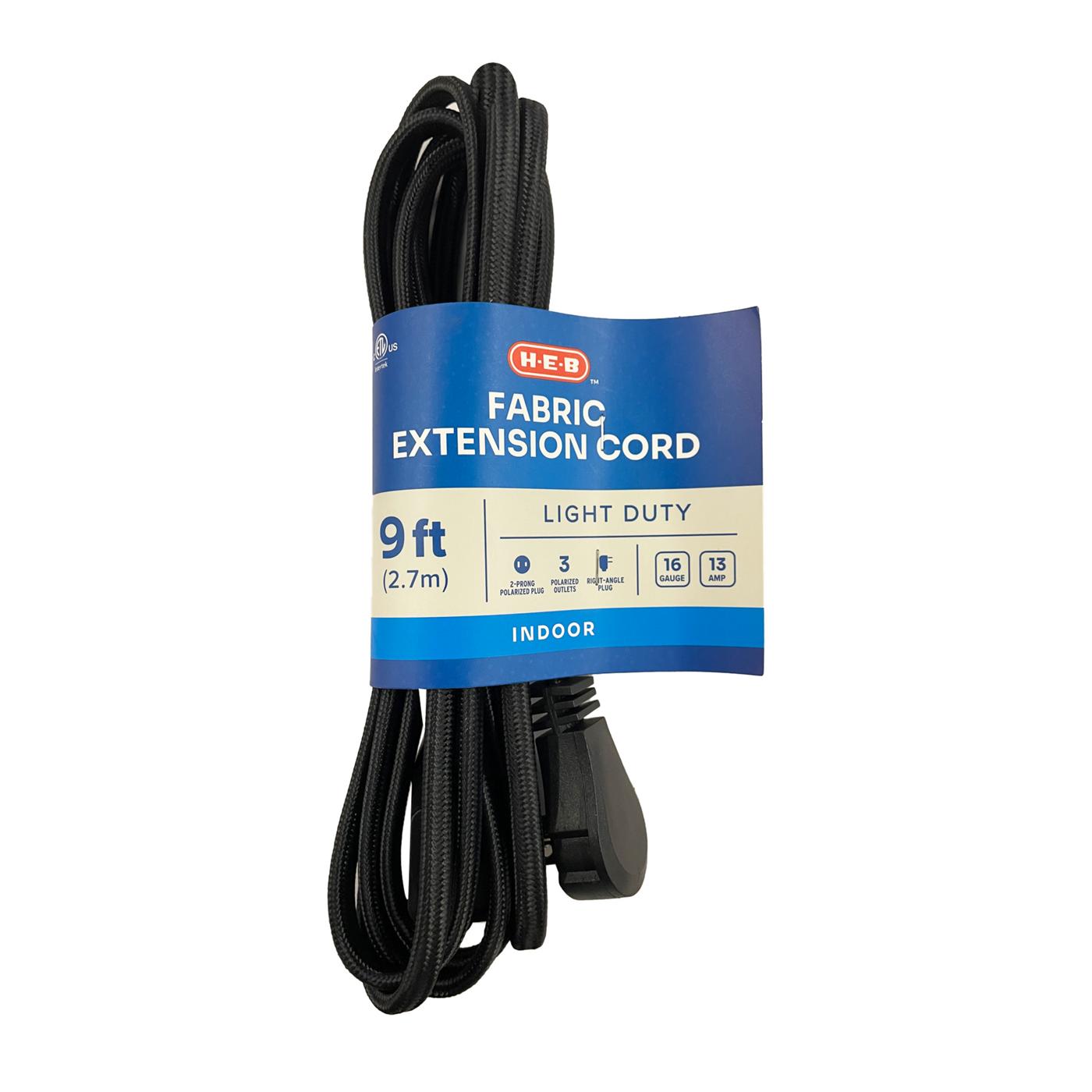 H-E-B Indoor Fabric Extension Cord - Black; image 1 of 2