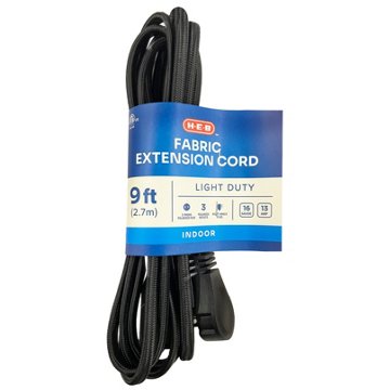 H-E-B Indoor Fabric Extension Cord - Black, 9'