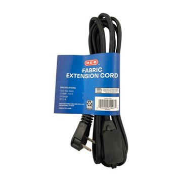 H-E-B Indoor Fabric Extension Cord - Black, 9'