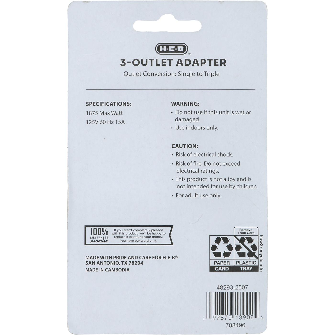 H-E-B 3-Outlet Power Adapter; image 2 of 2